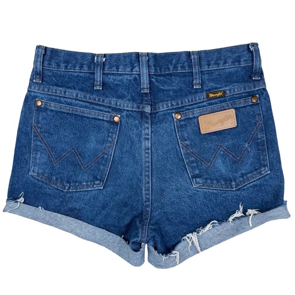 Wrangler Cutoff Denim Shorts High Rise Blue Frayed Raw Hem Size 11 - Picture 2 of 6